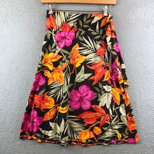 Banana Republic XS Skirt Floral Tropical Print Silk Blend Black Women's